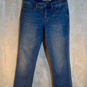 Lands' End Women's Size 8 Mid-Rise Straight Leg Ankle Jeans Blue Stretch